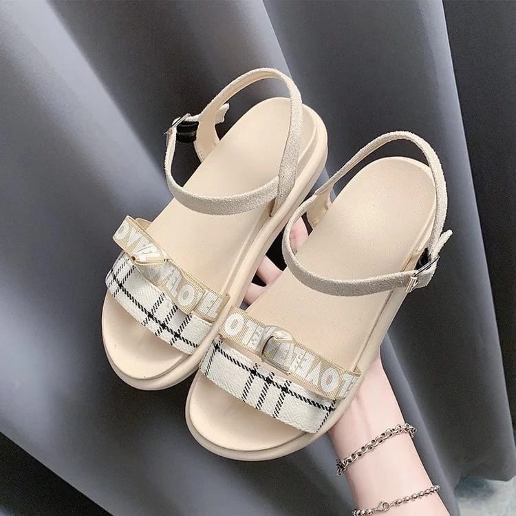 WEDGES SANDAL WANITA KOREA / SANDAL WEDGES HURUF TERBARU