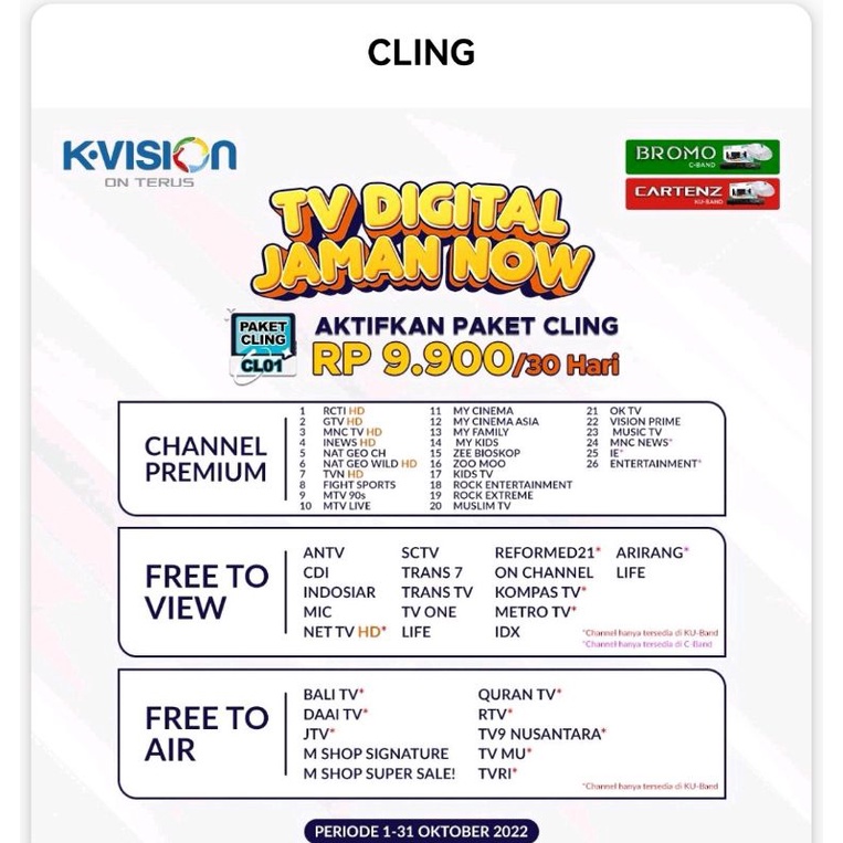 Paket Cling K vision Paket Cling K-vision 30 hari