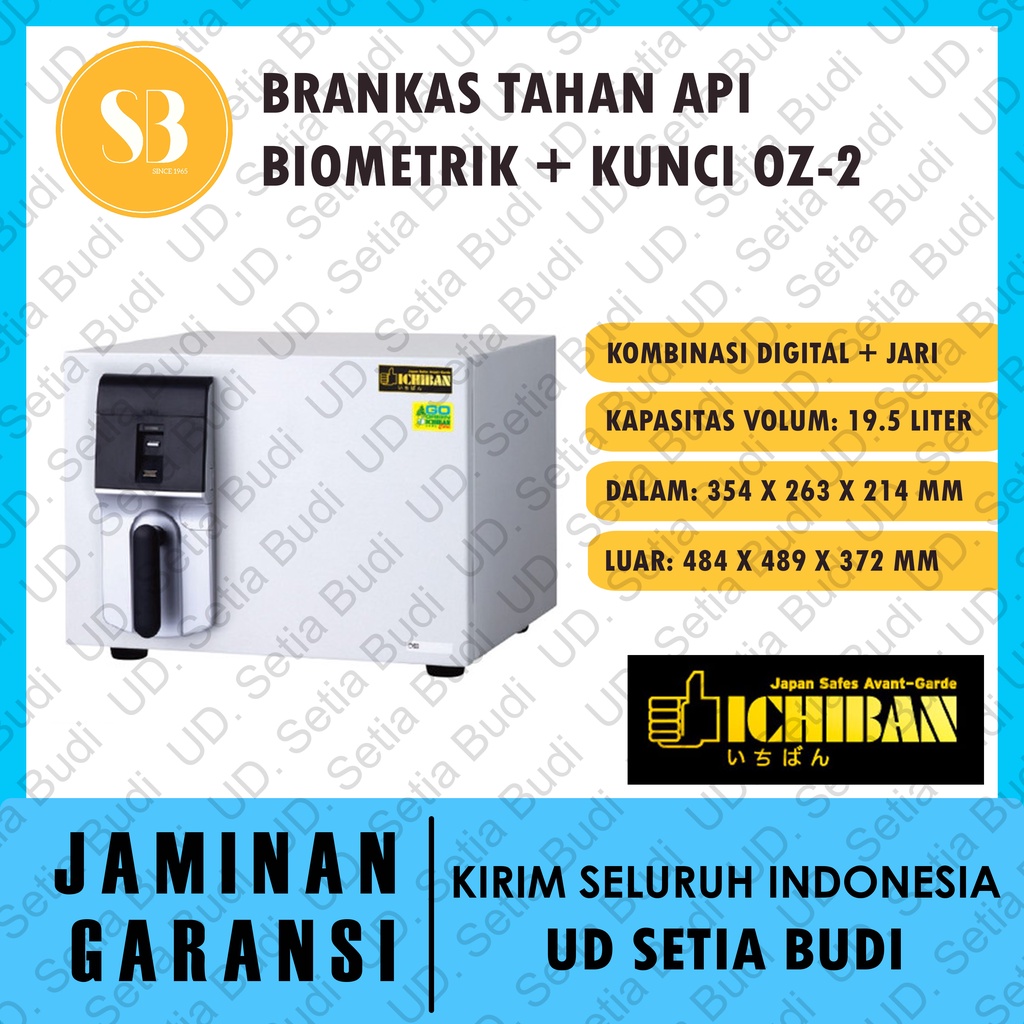 Brankas Ichiban Tahan Api Sidik Jari &amp; Kunci Non-Alarm OZ-2