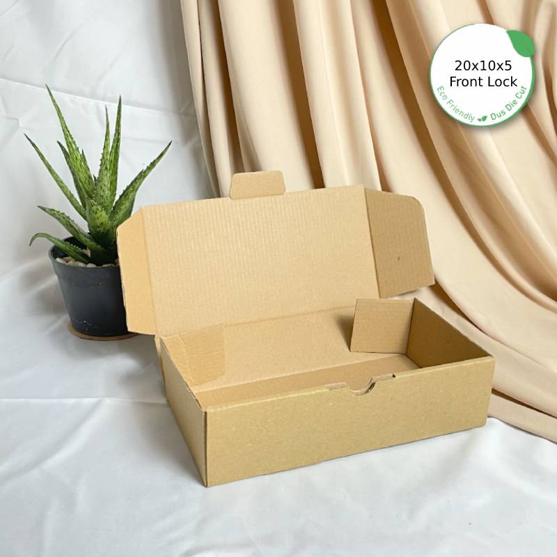 

Dus Packing 20x10x5 Die Cut Front Lock - Karton Box Kardus Eco-Friendly Pizza Kue Hijab Baju