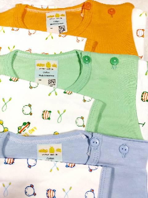 3 set Baju bayi ukuran M-L Chiko Cik setelan panjang kancing d bahu