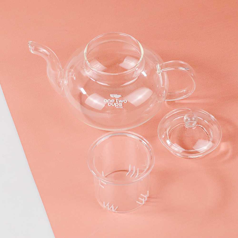 TD - RUM One Two Cups Teko Pitcher Glass Teapot Japanese Style Infuser - 8CV101