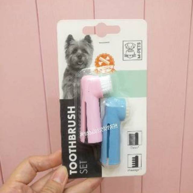 Sikat gigi anjing. Mpets tooth brush set. Finger brush for dog