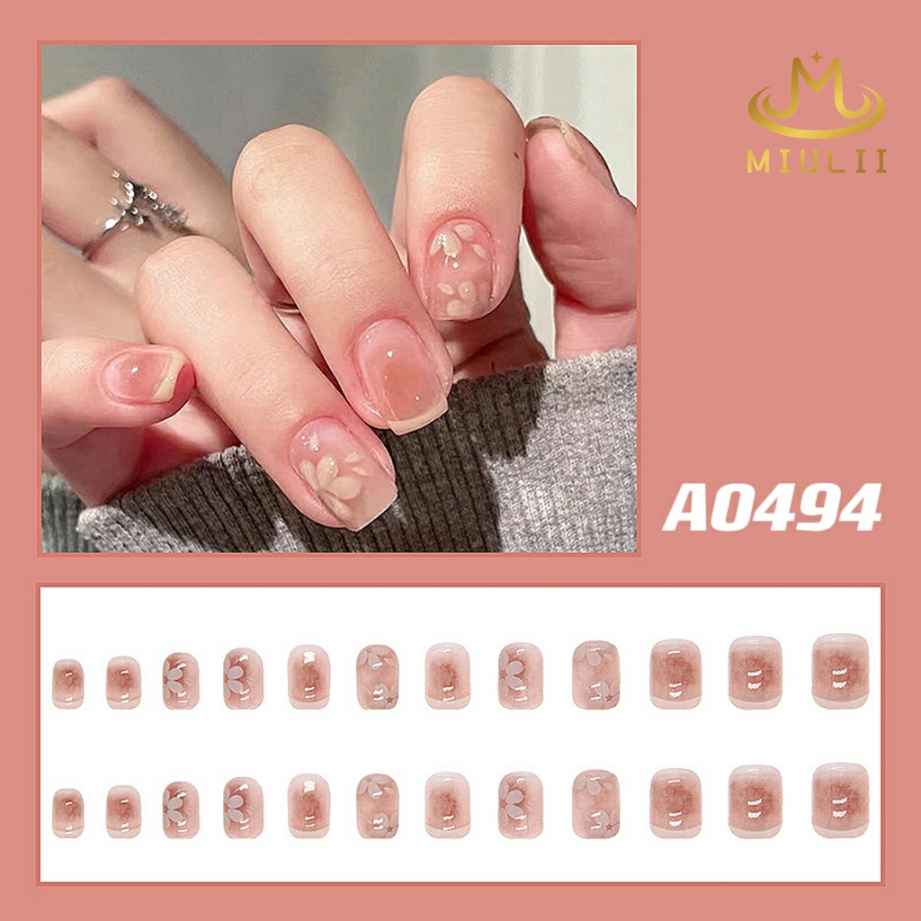 MIULII / KUKU PALSU  A0494  / 24PCS / 3D / NAIL ART / PREMIUM / CUTE / BIRU / FREE LEM JELLY / KUTEK