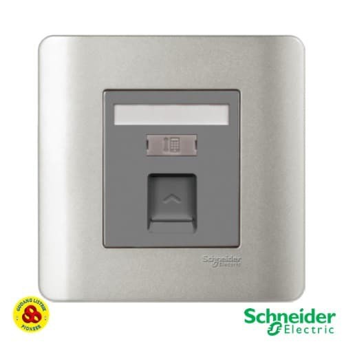 Schneider Stop Kontak Telp Zencelo E8431RJS4 SA Outlet Telp Silv Satin