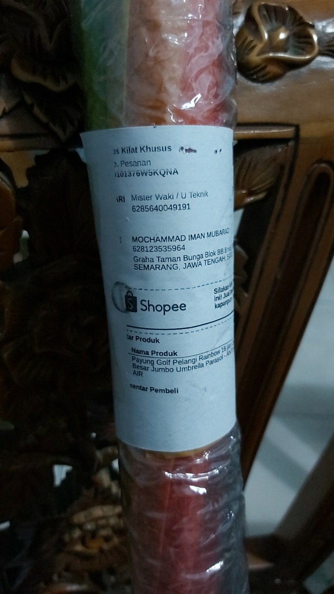 Payung Golf Pelangi Rainbow 16 Jari Jualan Besar Jumbo Umbrella Parasol - Anti Hujan Air