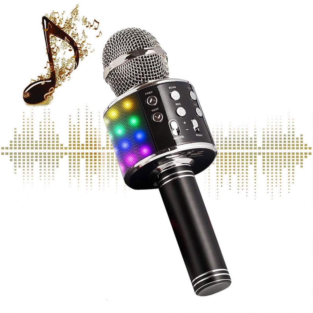 WS868L LED Speaker &amp; Microphone Bluetooth Karaoke wireles portable Speaker Smule dewasa anak