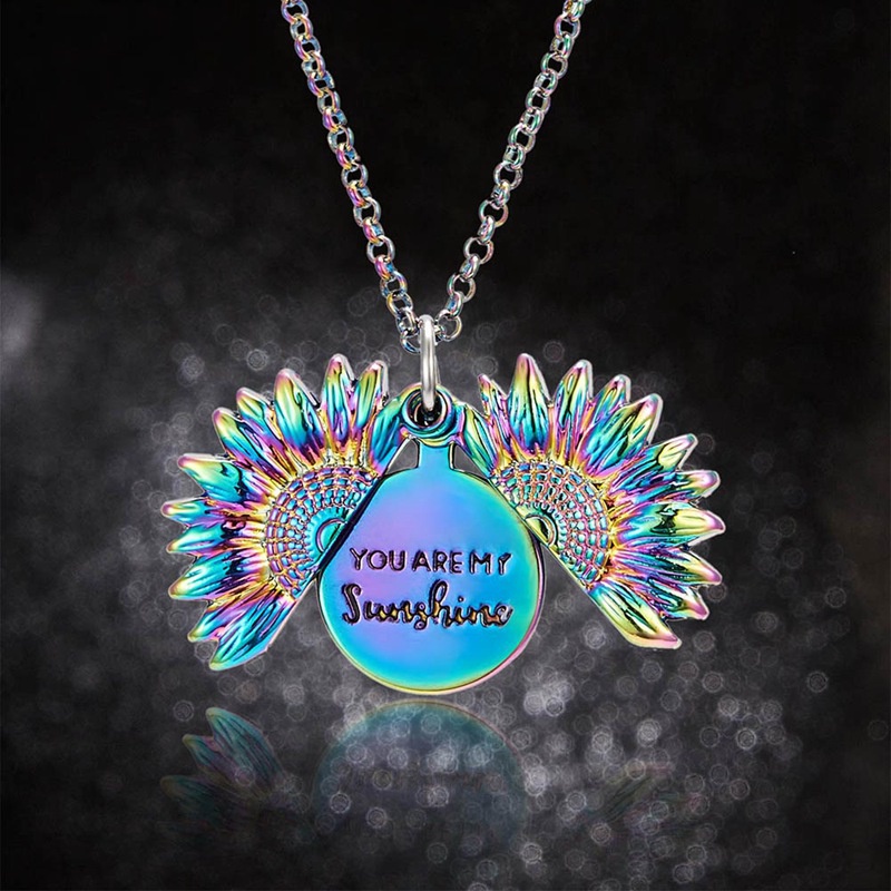 You are my sunshine Sunflower Open Locket Pendant Chain Necklace Christmas Gift