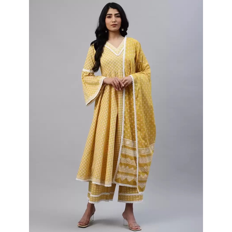 Kurti Brand Libas Size XXL Set Dengan Celana Palazzo dan Selendang / Baju Kurti Wanita / Baju Anarka