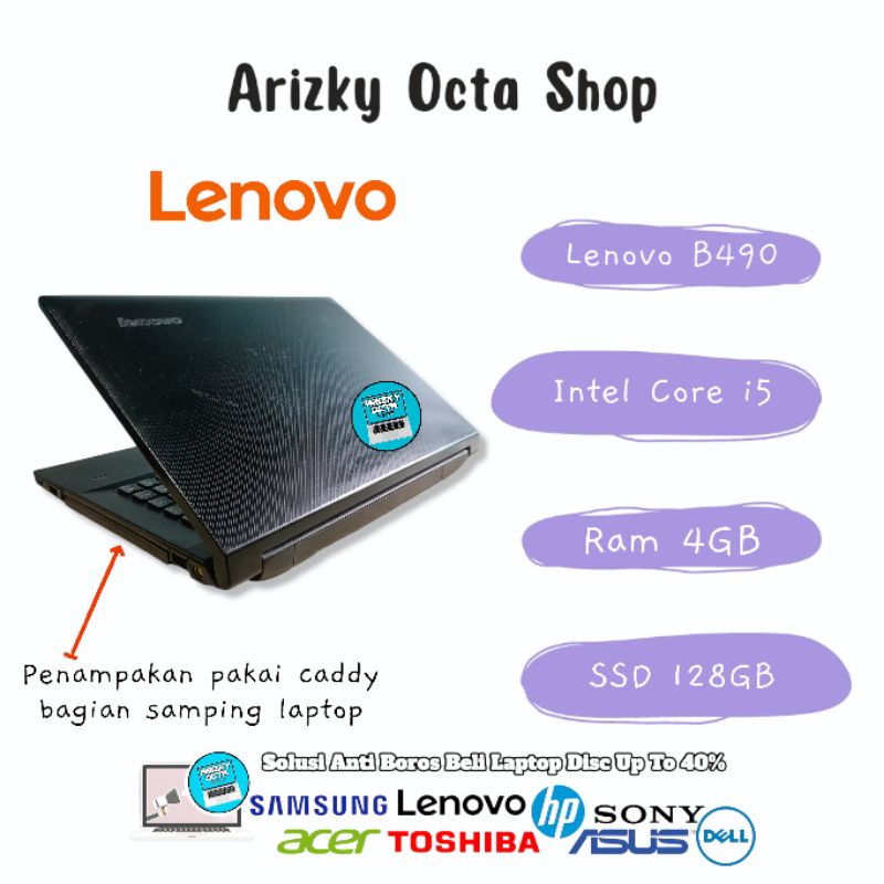 SALE LAPTOP Lenovo B490 Core i5 GEN 3 - RAM 4GB - SSD 128GB - HDMI - Webcam - 14inch