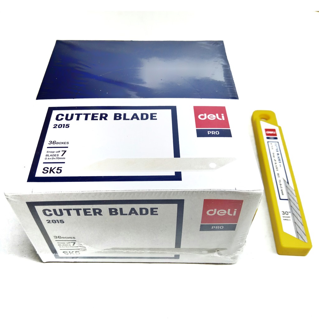 

Refill / Isi Cutter DELI Dengan Sudut Blade 30 Akurat (1 box = 36 pack = 360 blade)
