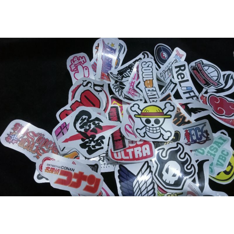 

Sticker Logo Anime 50 pcs Stiker Logo Laminasi Cutting