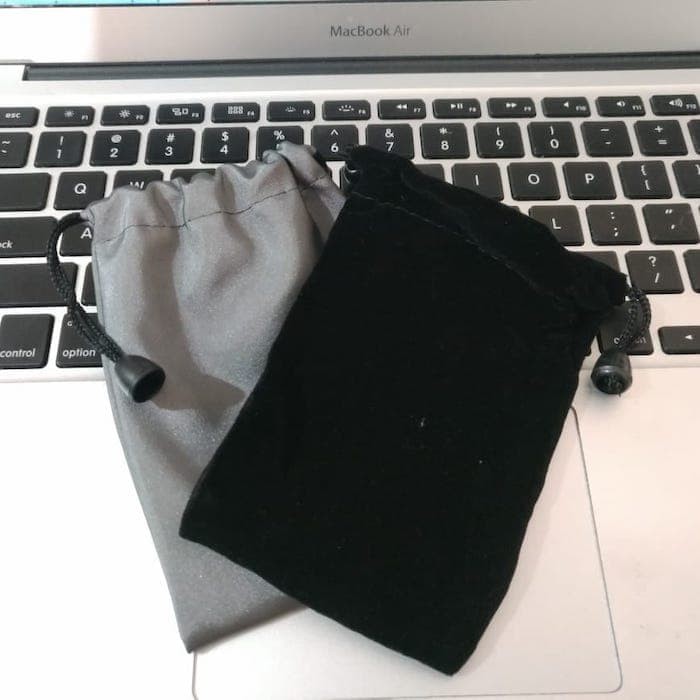 Earphone Pouch Tempat Dompet Black Kain Flanel and Waterproof Gray