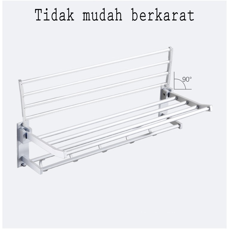 Rak Gantungan Handuk serbaguna Stand hanger Anti Karat Dinding Kamar Mandi multifungsi