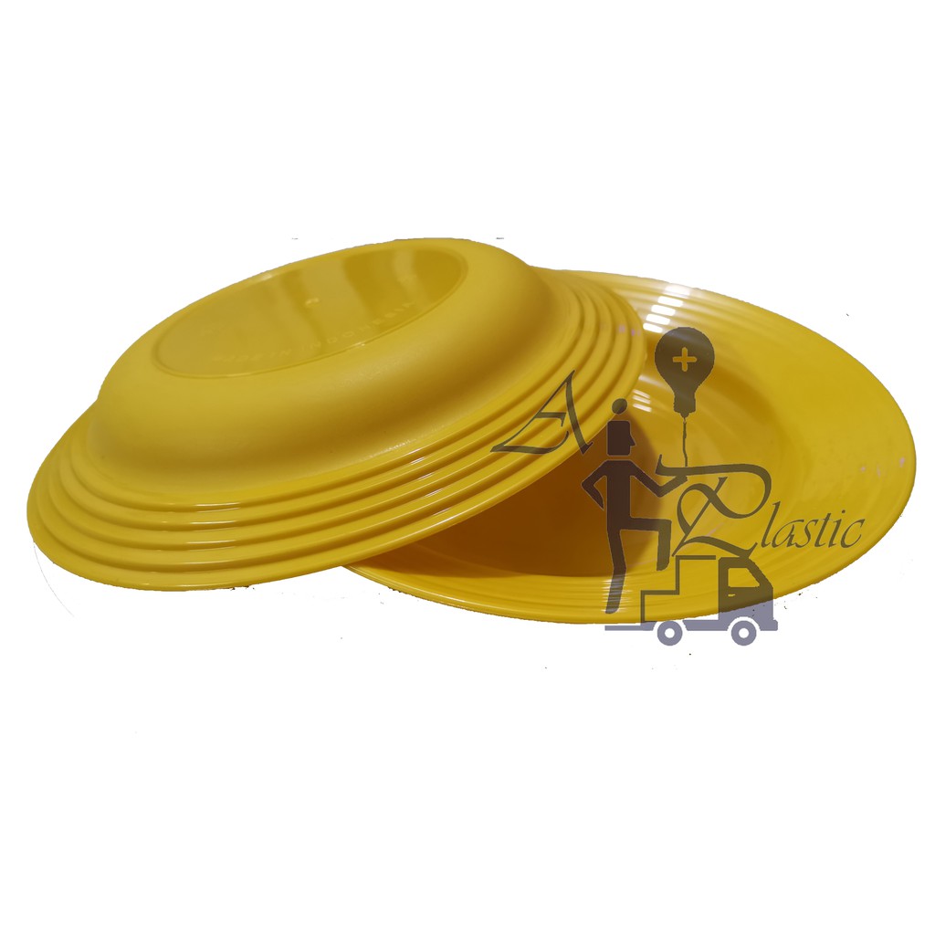 Piring Makan Bahan Plastik Harga Satuan Termurah BerKualitas-Kuning 1pcs