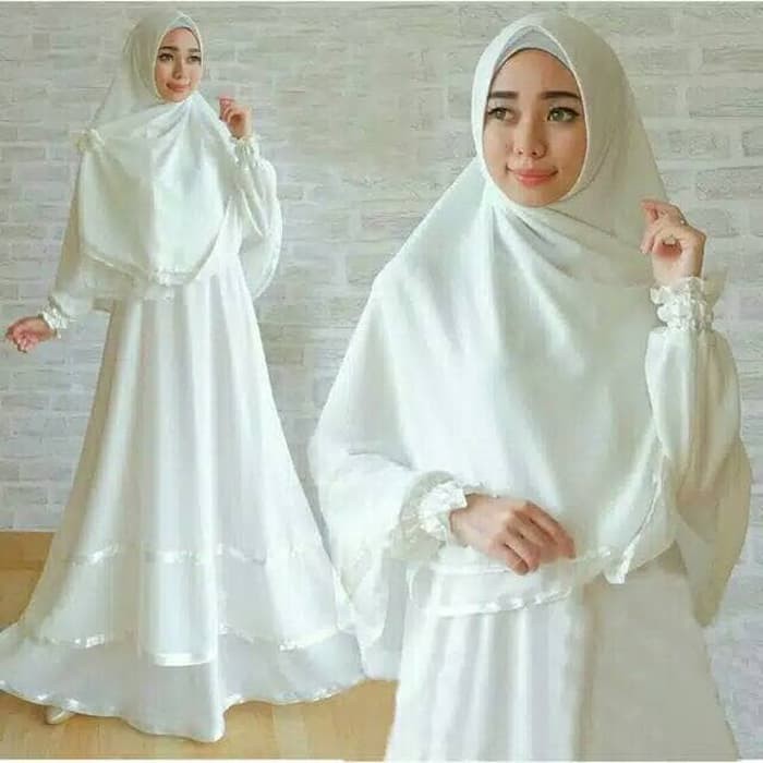 Baju Gamis Jersey Embos Putih BAJUKU Baju Gamis Jersey Embos Putih BAJUKU
