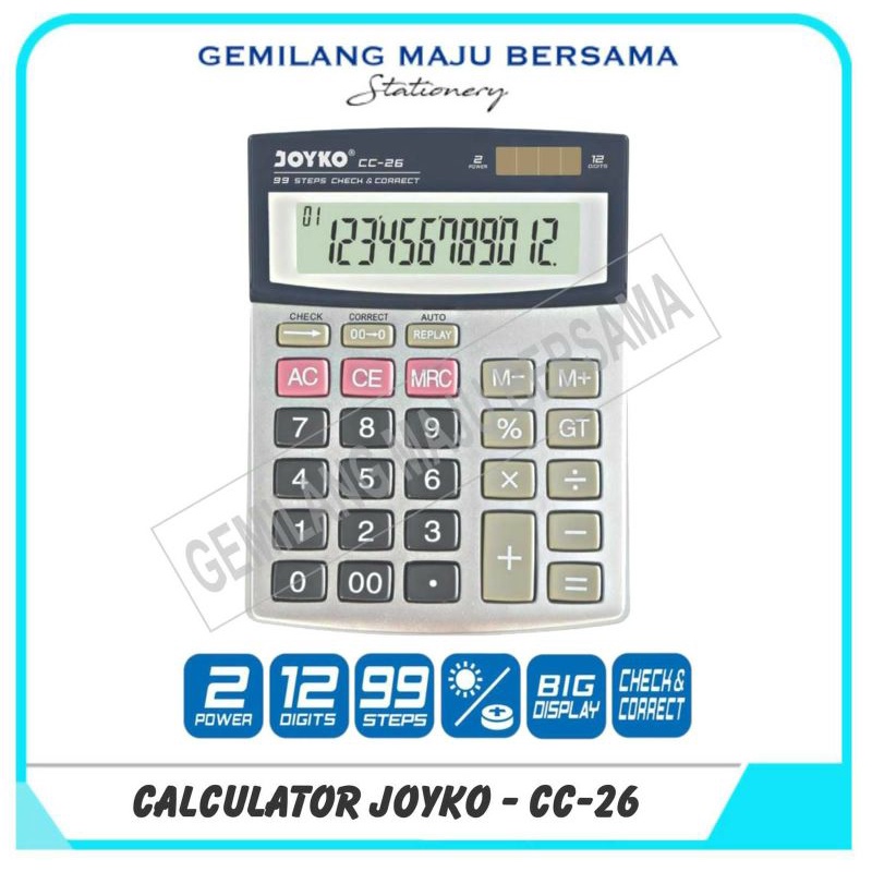 

Calculator / Kalkulator Joyko CC-26 / 12 Digits (Check Correct)