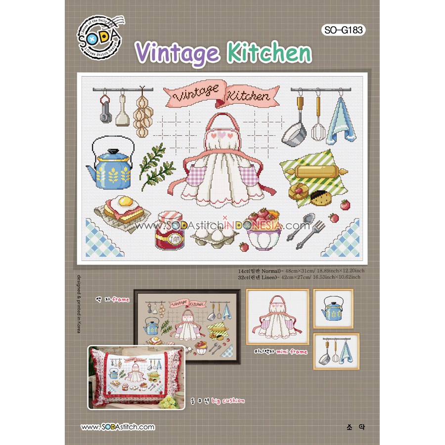 Paket DIY Craft Sulam Kristik Strimin Sodastitch SO-G183 - Vintage Kitchen Dapur