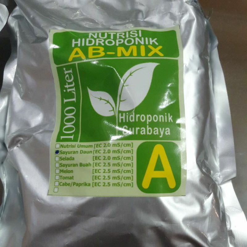 Jual AB Mix Hidroponik Surabaya Daun Besar A Saja 5 Liter | Shopee ...