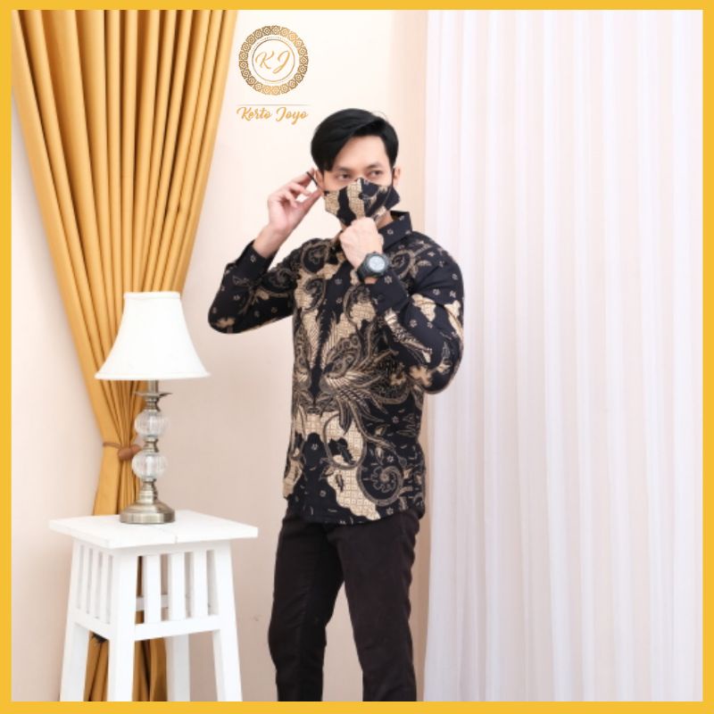 Batik Pria Lengan Panjang Slim Fit Keris Modern Premium Baju Kemeja Atasan Batik Cowok Prabuseno AHY Pekalongan Solo Kerto Joyo KJ 001-4