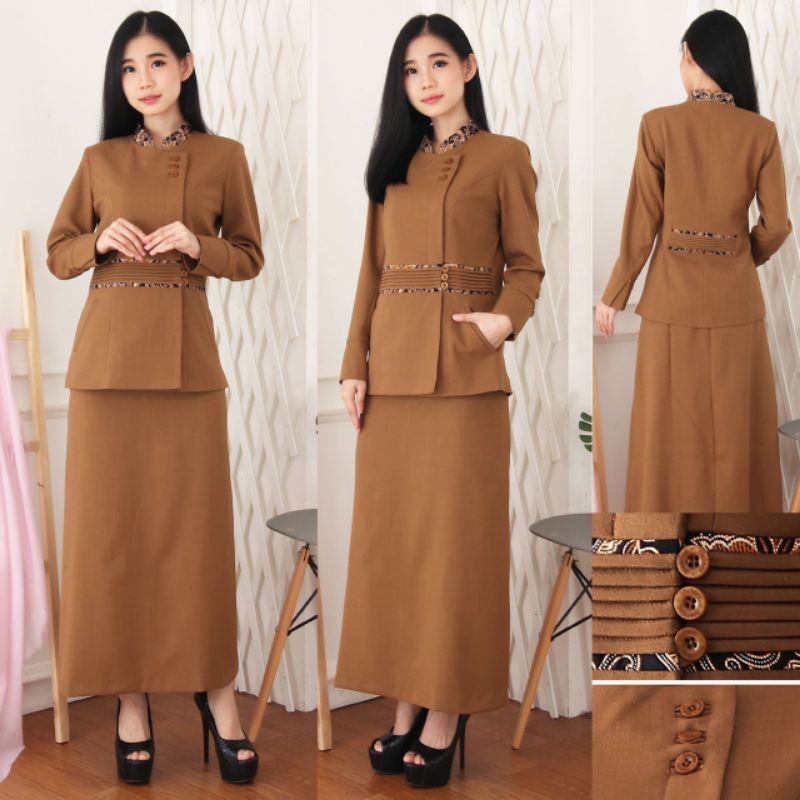 Seragam Guru Pemda Jas PDH Set Rok A Jas Batik Wanita Pemda ASN (Kode 7007)