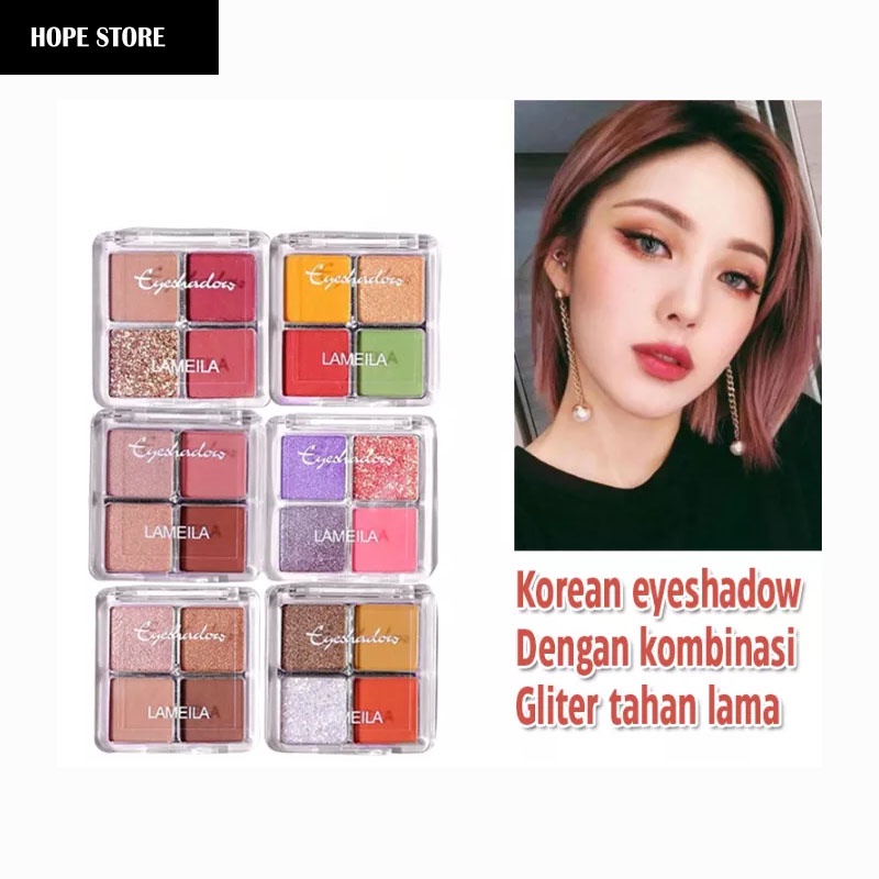 HOPE STORE - Mini 4 Colour Eyeshadow Lameila Eyeshadow 4 Warna Korean Eyeshadow TERMURAH Original