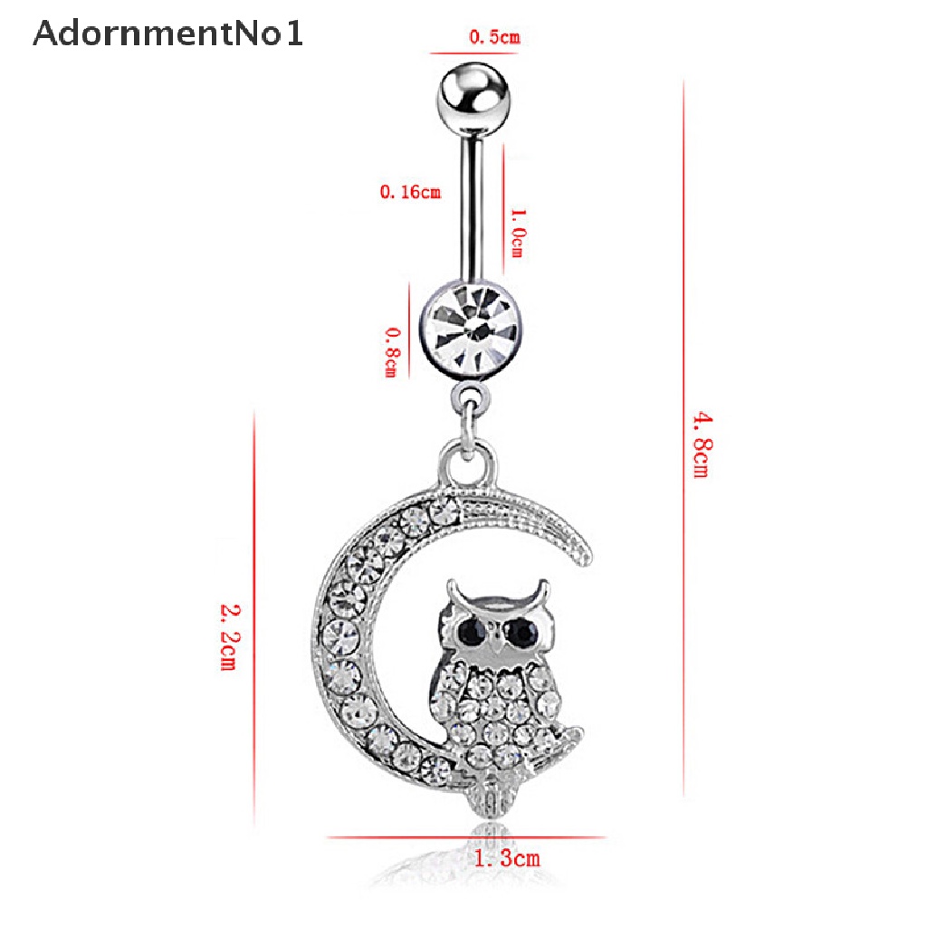 (AdornmentNo1) Anting Tindik Pusar Motif Bulan + Burung Hantu Putih Untuk Perhiasan Wanita