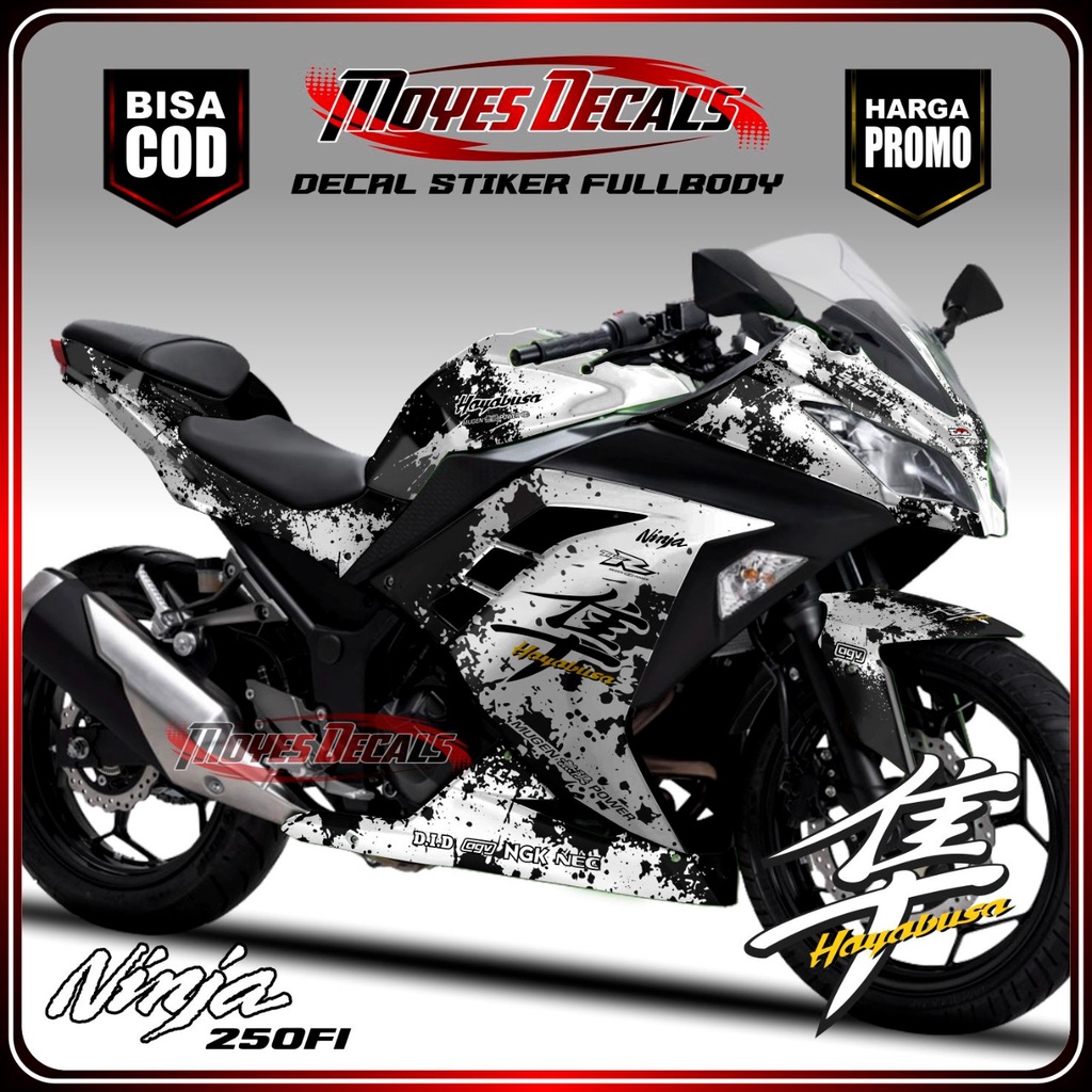 decal stiker ninja 250 fi fullbody motif haybusa putih stiker decal motor ninja 250 fi fullbody