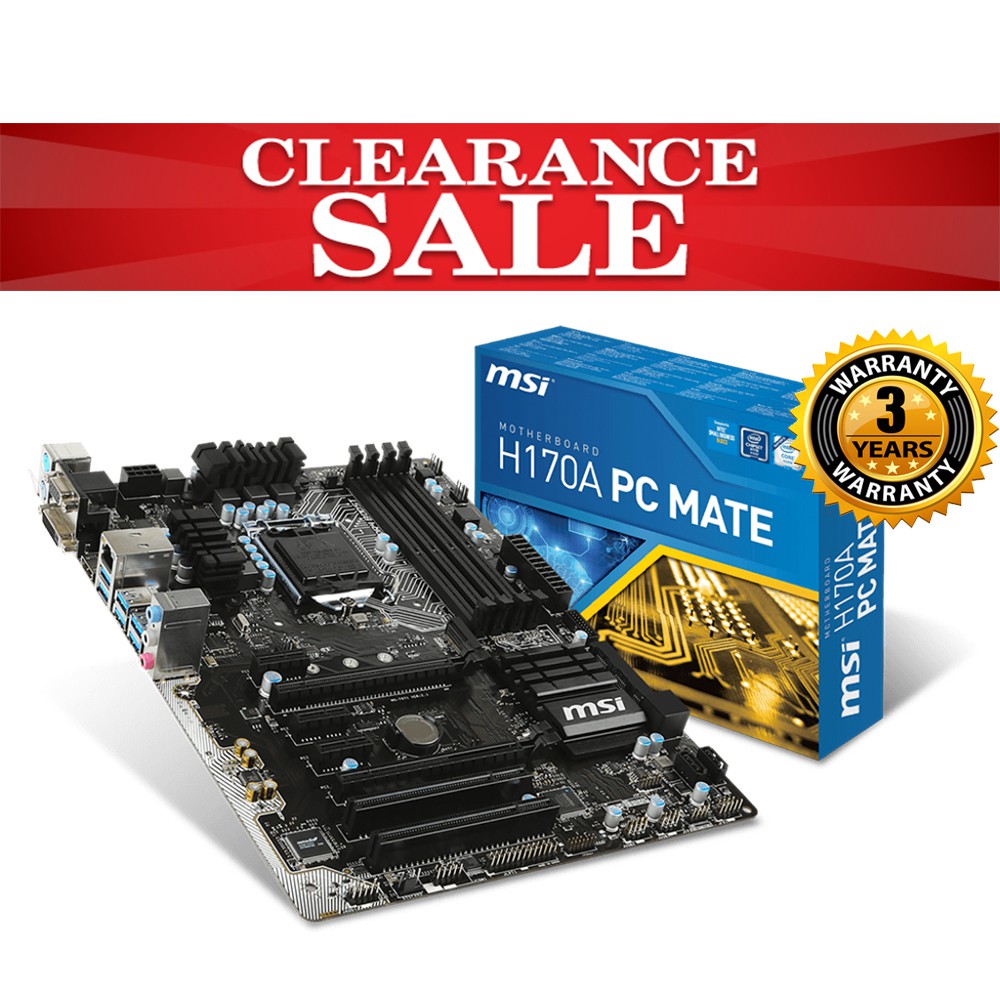 Clearance Price Msi H170a Pc Mate Atx Shopee Indonesia