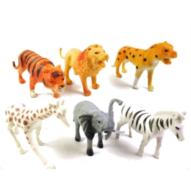 mainan hewan karet wild animal set