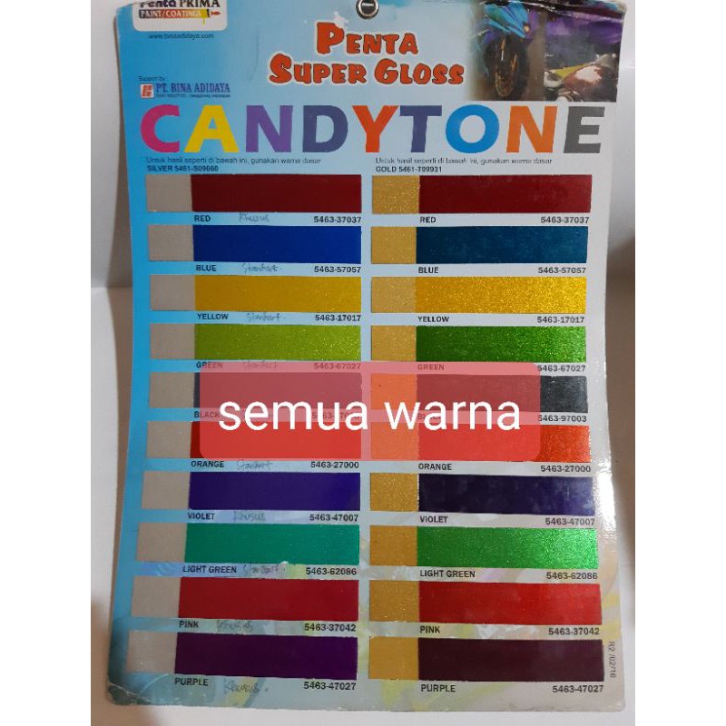 CAT PENTA  SUPER GLOSS  CANDYTONE-CANDY  MERAH/KUNING/HITAM/HIJAU/PINK/BIRU/VIOLET/ORANGE/UNGU -  ISI 200 GRAM