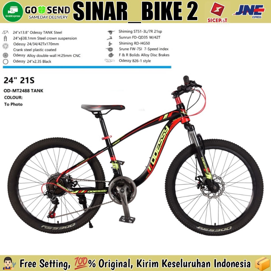 Sepeda Gunung MTB ODESSY TANK MT2488 &amp; 2788 Ukuran 24, 26, &amp; 27,5  Inch 21 Speed ( TIDAK ADA BONUS )