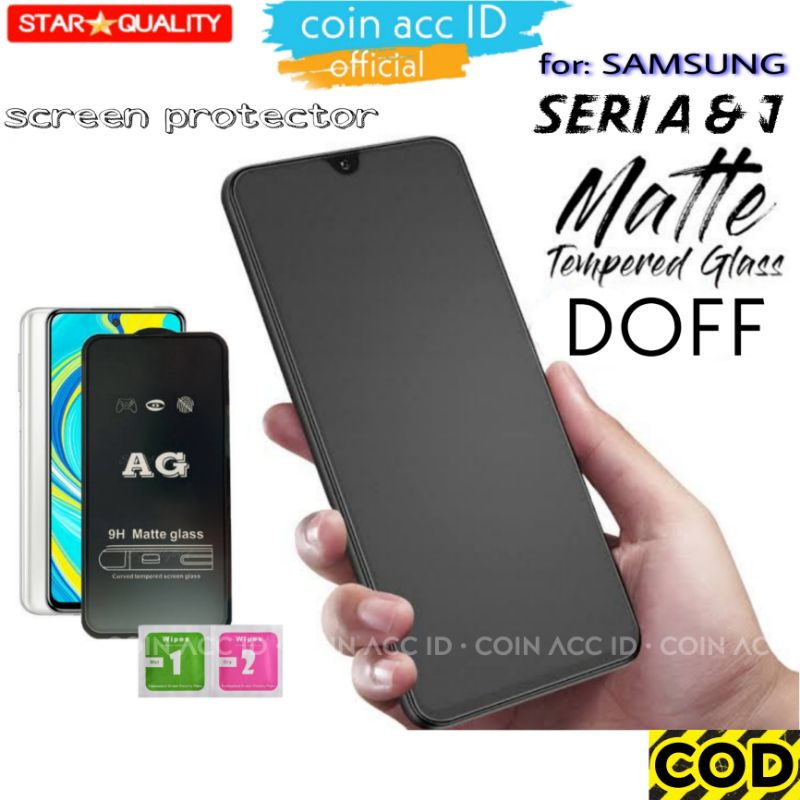 MATTE Tempered Glass SAMSUNG A7/A8 PLUS 2018/A01 core/J2/J4/J6 +/J7 prime || full screen DOFF