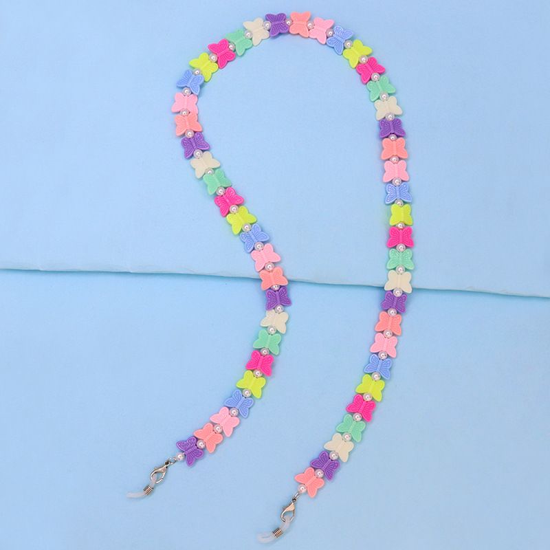 Strap Masker Anak Manik Kupu Import Warna Ceria Rainbow Fancy Lucu / Gantungan Masker / Kalung Masker