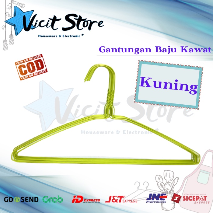 Gantungan Baju Kawat Coating Warna Anti Karat Ekonomis ( 1pack isi 10pcs )