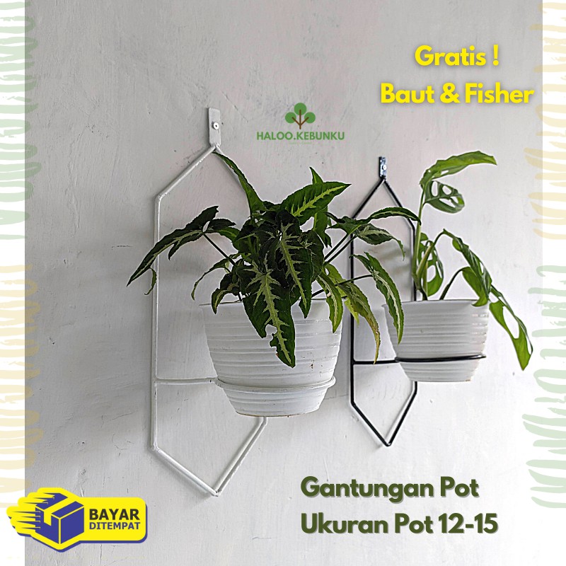 Rak Pot Bunga Gantung Murah ukuran Pot 12 15 dekorasi minimalis unik standing pot besi