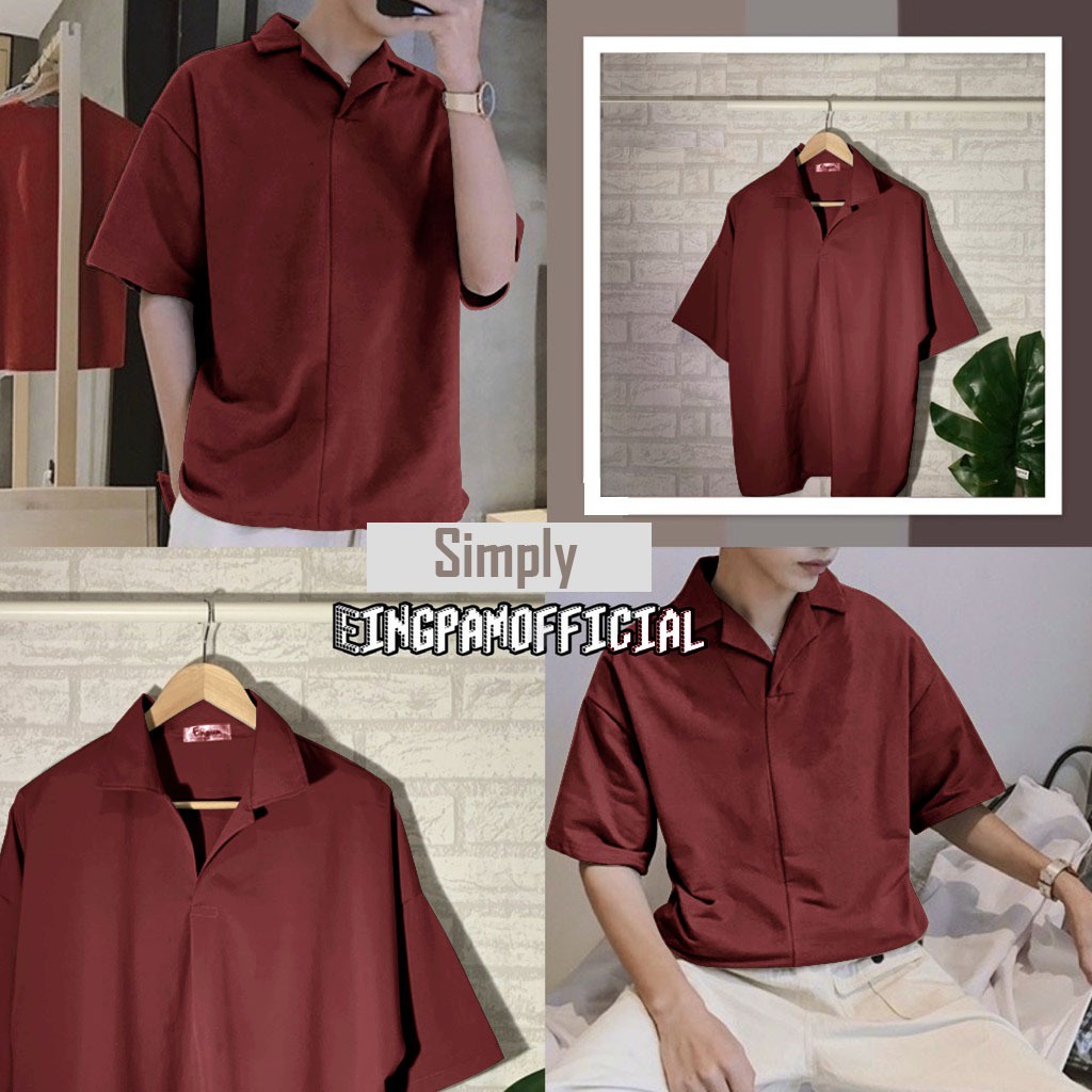 AMSPRO kemeja pria kemeja casual kemeja polos kemeja v neck pd 06