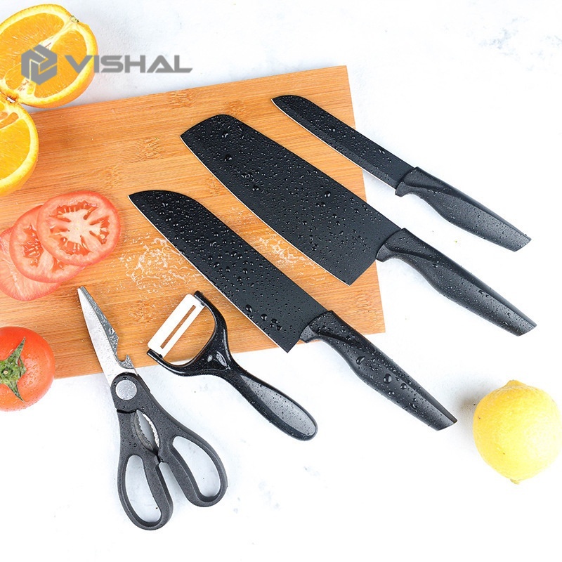 VISHAL Pisau Set 5 +Talenan+ Pengasah Pisau / Gandum Stainless Pisau Dapur VS-1816