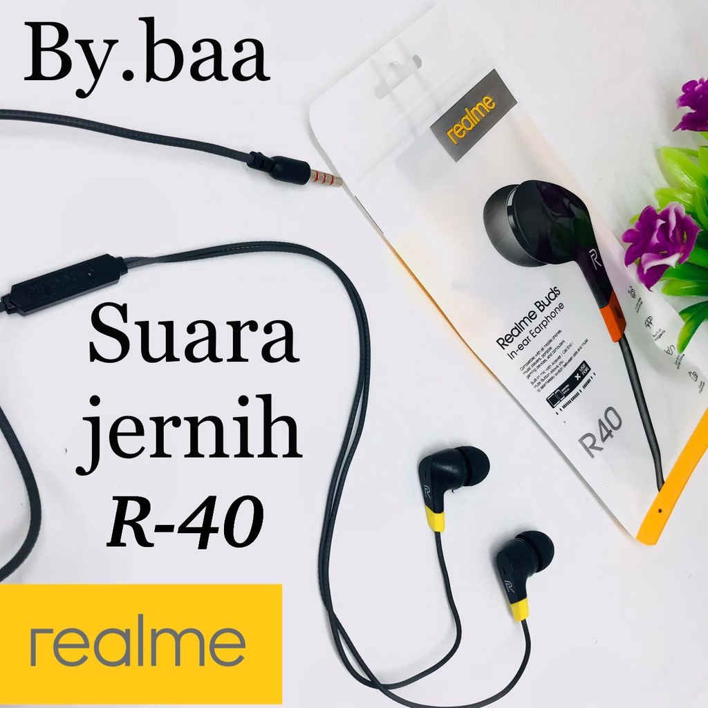 GROSIR HEADSET REALME BUDS R40 EXTRA BASS HANDSFREE REALME R40 STEREO EARPHONE REALME R-40