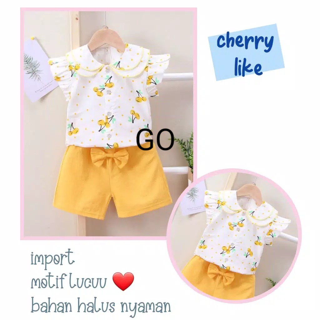 gos CHERRY LIKE 2504 EBV setelan baju anak bayi perempuan import 6bulan - 4tahun