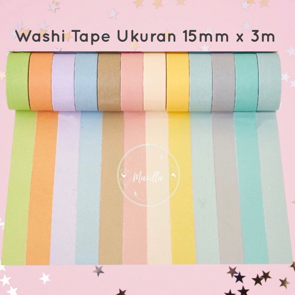 

WASHI TAPE PITA PEREKAT SELOTIP KERTAS WARNA PASTEL 15MM x 3M