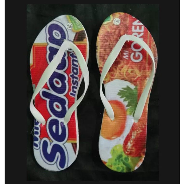 sandal jepit  motif mie terbaru