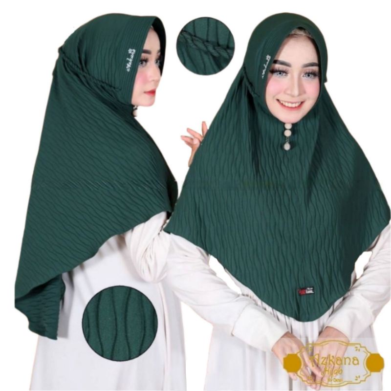 Jilbab Instan Bergo Plisket Pet Tali Kepang Ulir | Kerudung Instan Plisket Motif Gelombang Model Ter