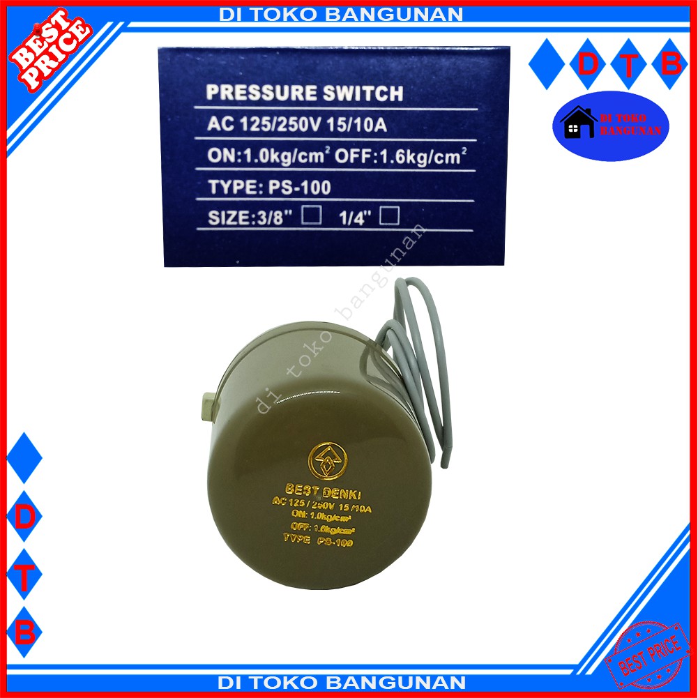 Otomatis Pompa Air 3/8&quot; - 1/4&quot; Best Denki Pressure Switch