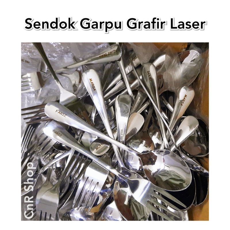 sendok atau garpu custom grafir stainless grosir alat makan