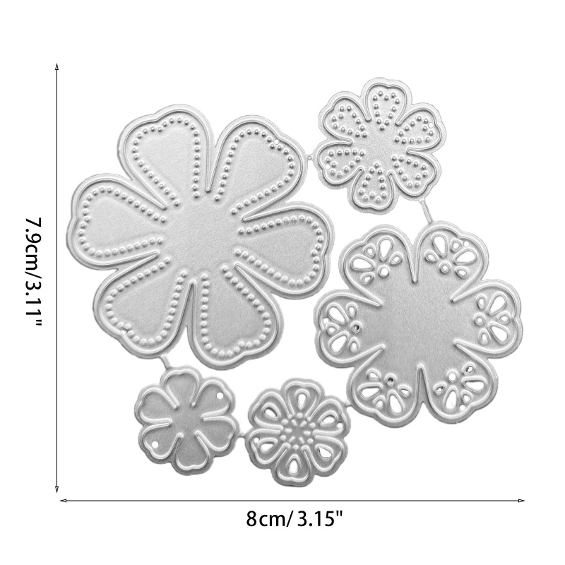 Cetakan Stensil Cutting Dies Motif 6 Kelopak Bunga Bahan Metal Untuk Scrapbook / Craft DIY