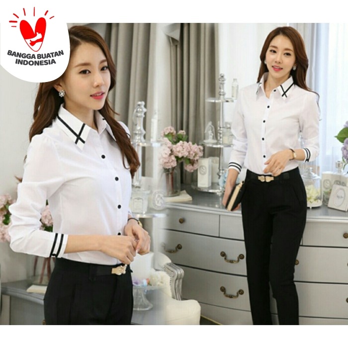 Kemeja Wanita Import Baju Import Wanita Baju Wanita Kekinian [sofia putih VE]kemeja wanita korean si