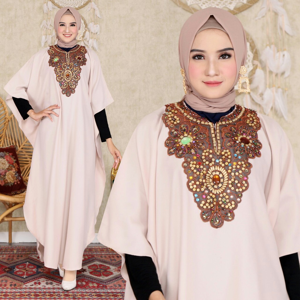 HOPYLOVY - Kaftan Wanita Kombinasi Payet Alila