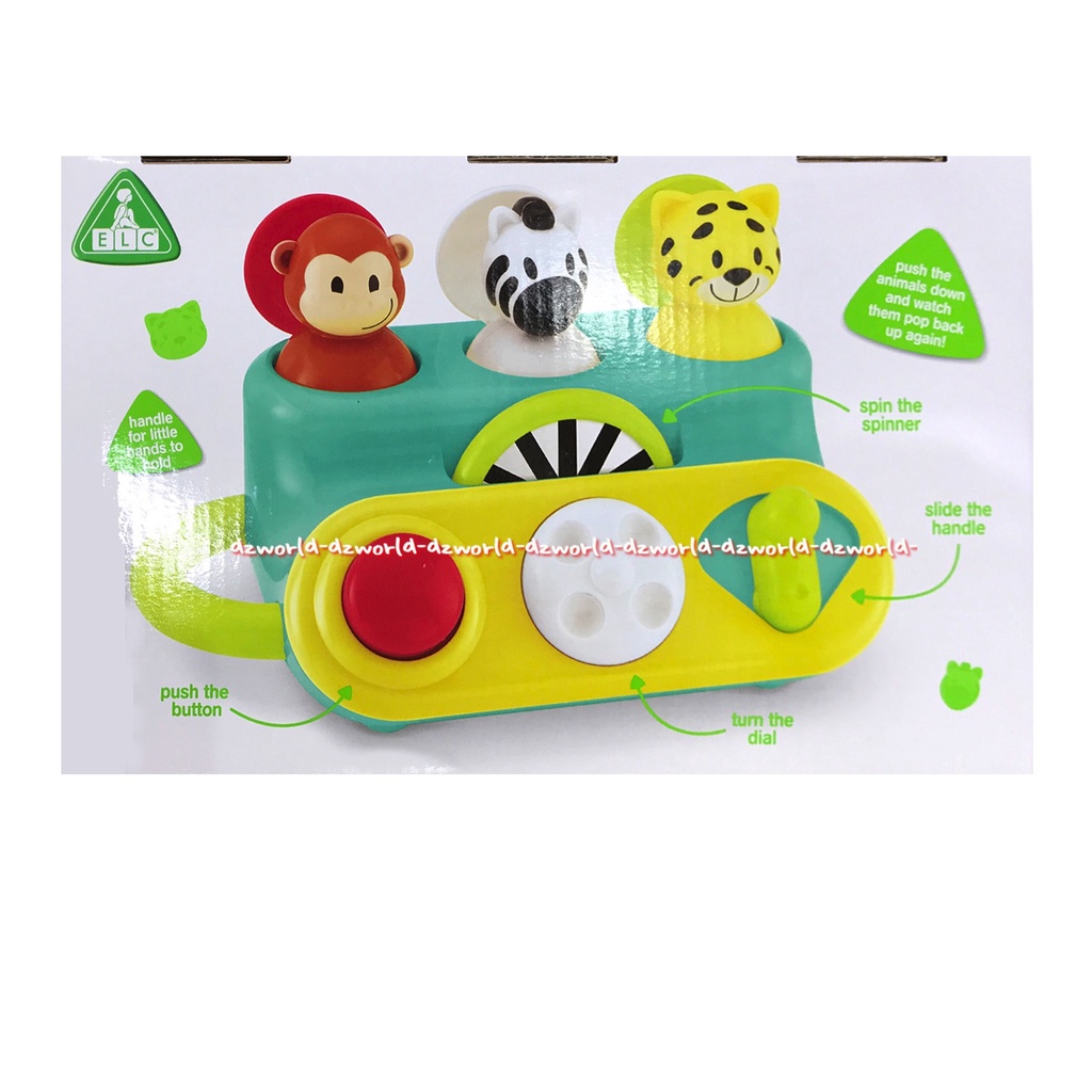 ELC Pop Up Jungle Animals Mainan Anak Mengenal Suara Dan Warna Belajar Menekan Spinner Dial Animal Untuk Bayi Usia 9bulan