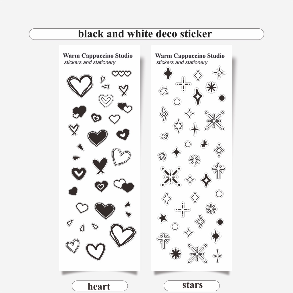 

[Warm Cappuccino] Sticker Deco Black and White ( Ribbon Confetti Toploader Polcos Polaroid Dekorasi Foto )